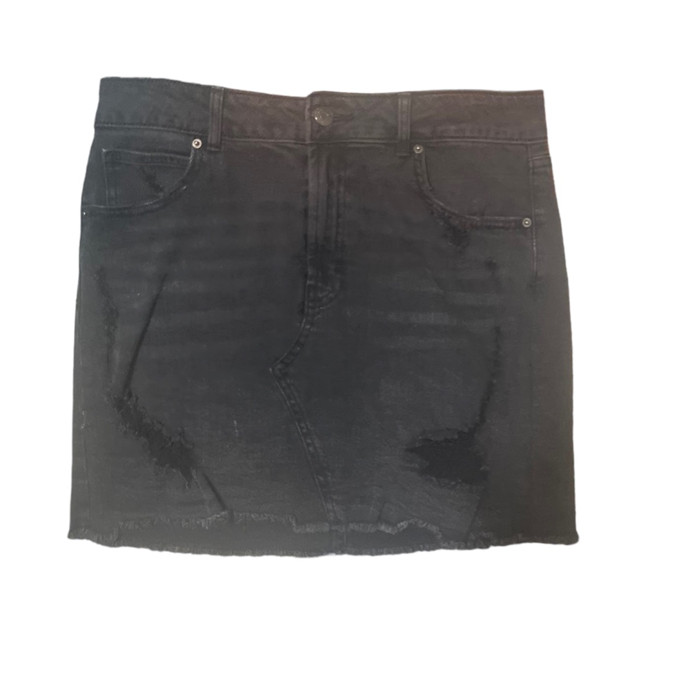 Wild Fable Distressed Black Denim Skirt - Sz 8